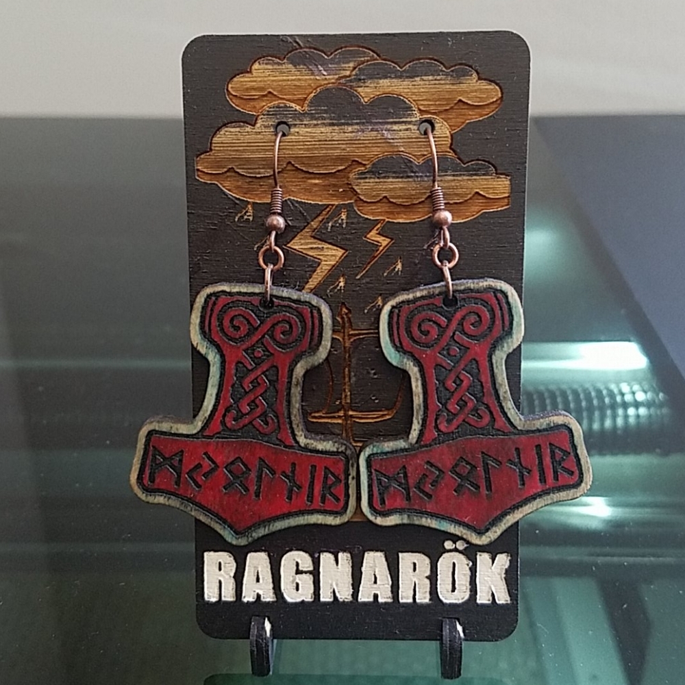 Handmade Mjolnir Thor's Hammer Viking Earrings
